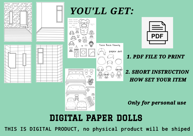 Toca Boca Apartment House / Toca Boca Papercraft / Quiet Book Pages /  Printable Apartment for Paper Dolls 