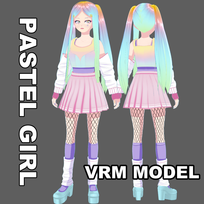 FEMALE VTUBER Pastel Girl 3d Model VRM Model For Streaming And female-vtuber-pastel-girl-3d-model-vrm-model-for-streaming-and