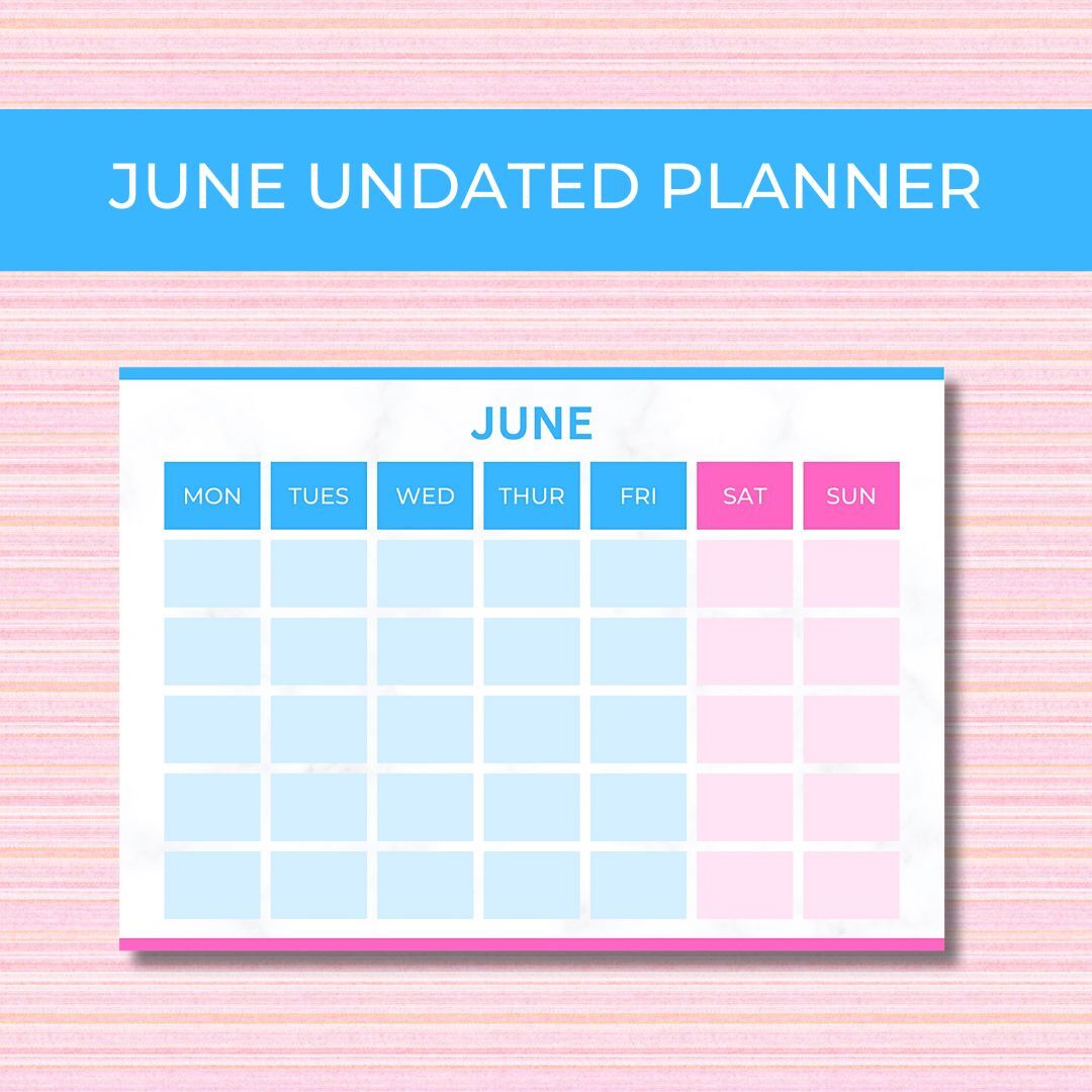 June undated planner Canva Template - DesignMyWebWorld's Ko-fi Shop