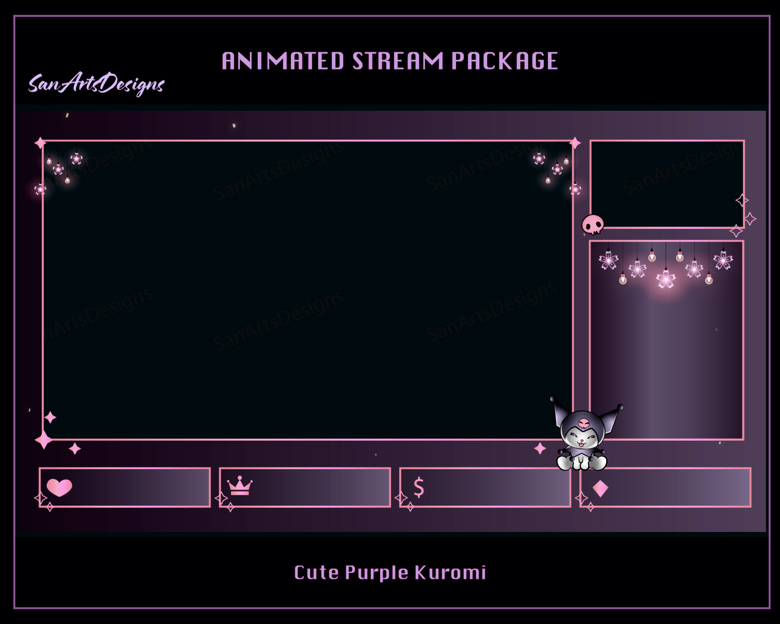 Cute Kuromi Stream Overlay Bundle for Streamers, OBS, StreamLabs ...