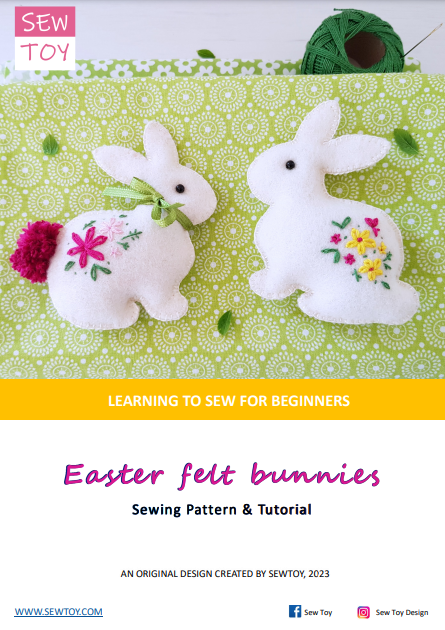Pdf bunny toy sewing pattern in 3 sizes easy stuffed toy diy