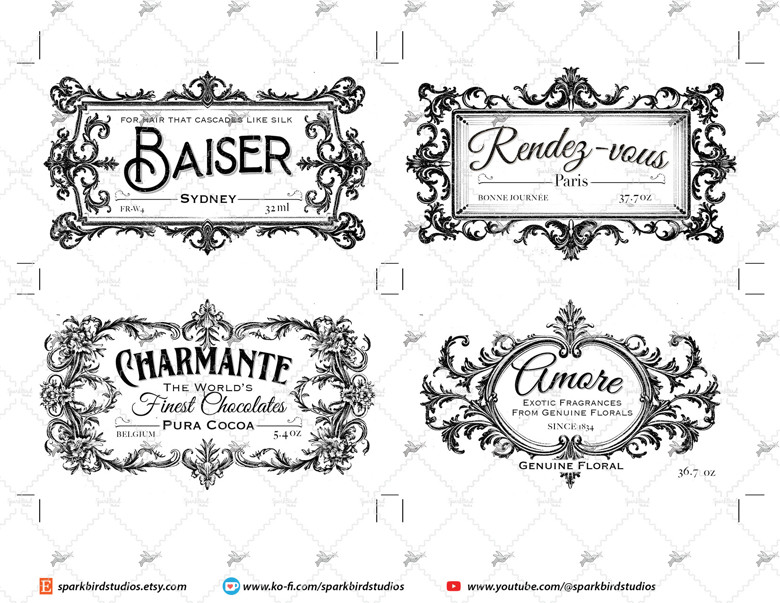 Nest Exclusive: Romantic Elegant Victorian Labels and Tags Black and ...