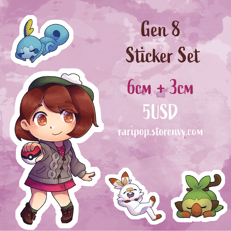 Pokemon Sword and Shield Gen 8 Starters and Female MC 6cm and 3cm 