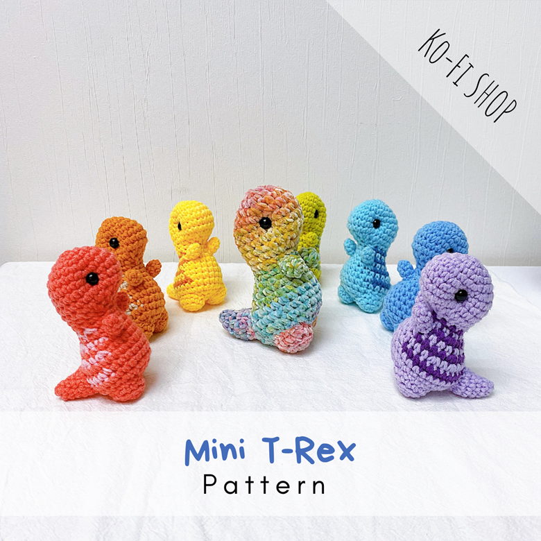 Mini Dino Crochet Pattern bunnyandyarn's Kofi Shop Kofi ️ Where