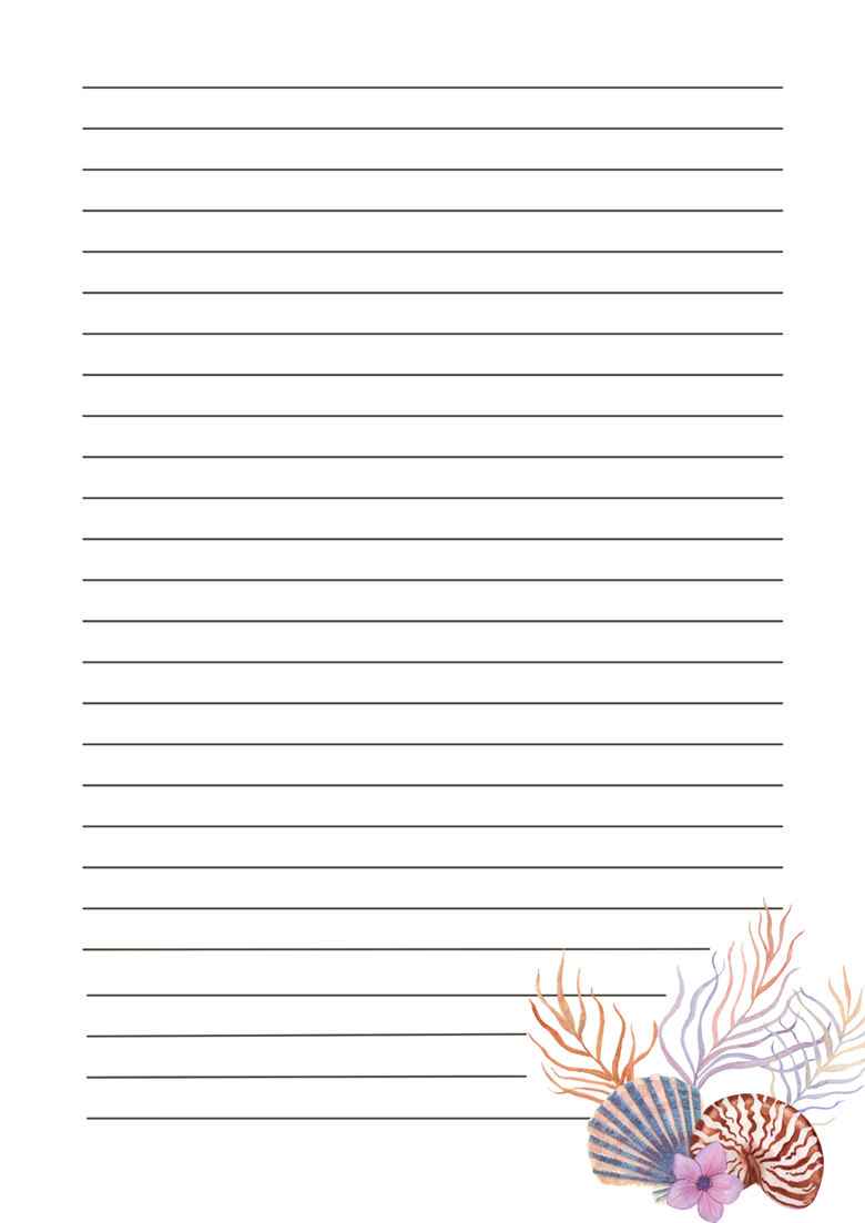 12 Printable Writing Paper, lined and blank, with Underwater and Ocean ...