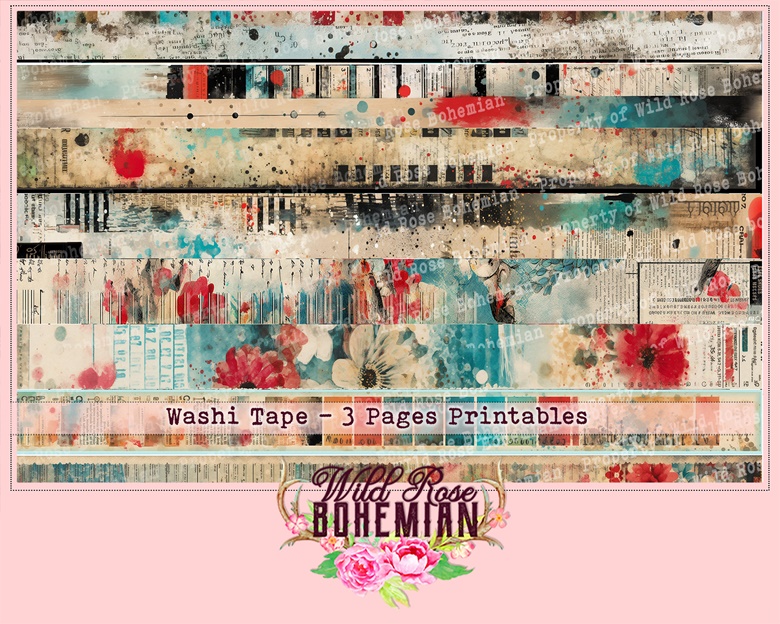 Digital Washi Tape - Boho Floral – kjunstudio