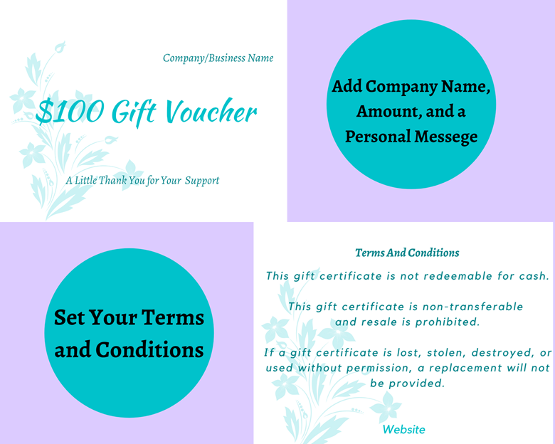 Gift Certificate Canva Template-Blue-Fully Customizable-5.5in X 4.25in ...