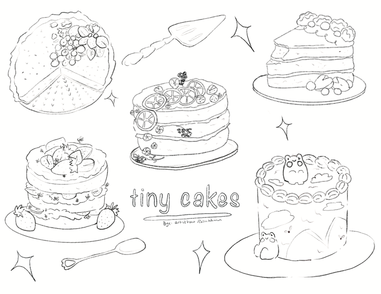 Cake coloring page Royalty Free Vector Image - VectorStock