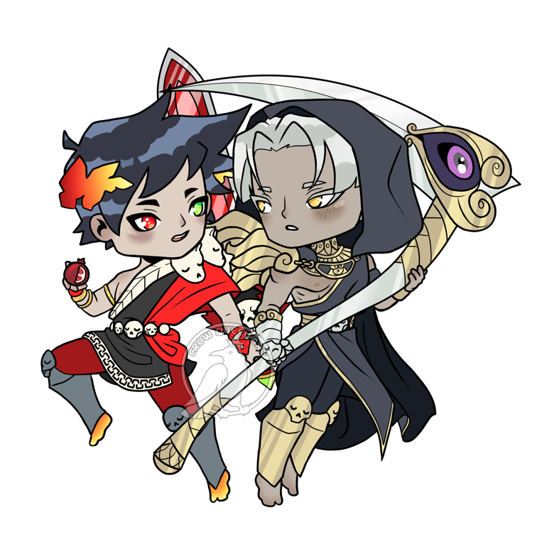 Zagreus x Thanatos (fanart - chibi sticker) - crow.queen.art's Ko-fi ...