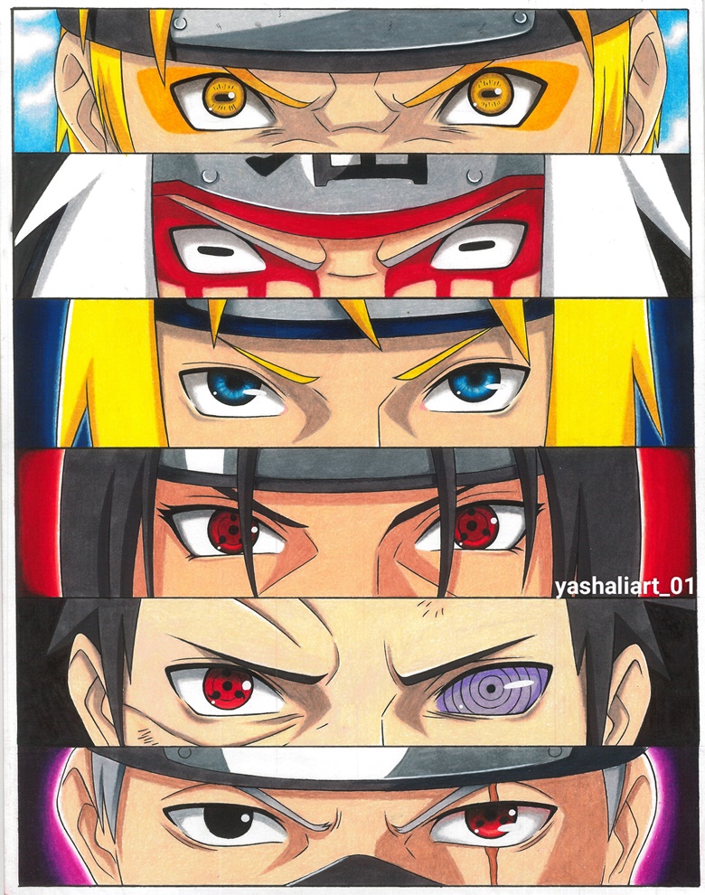 Naruto eyes collage print A3 size - YASHALI ART's Ko-fi Shop