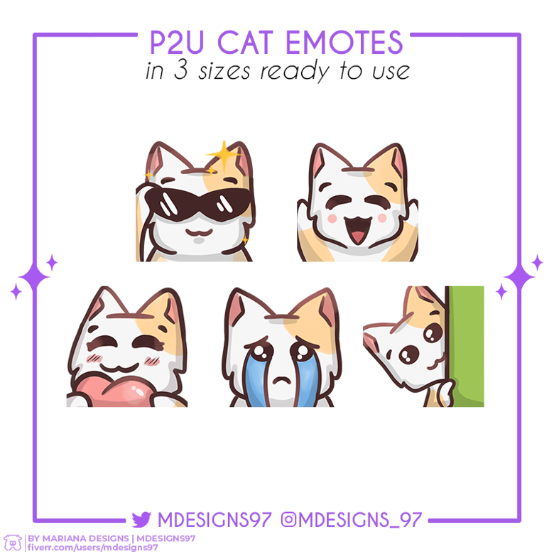 Premade P2U Cat Emote Pack for Twitch - Mariana Designs's Ko-fi Shop ...