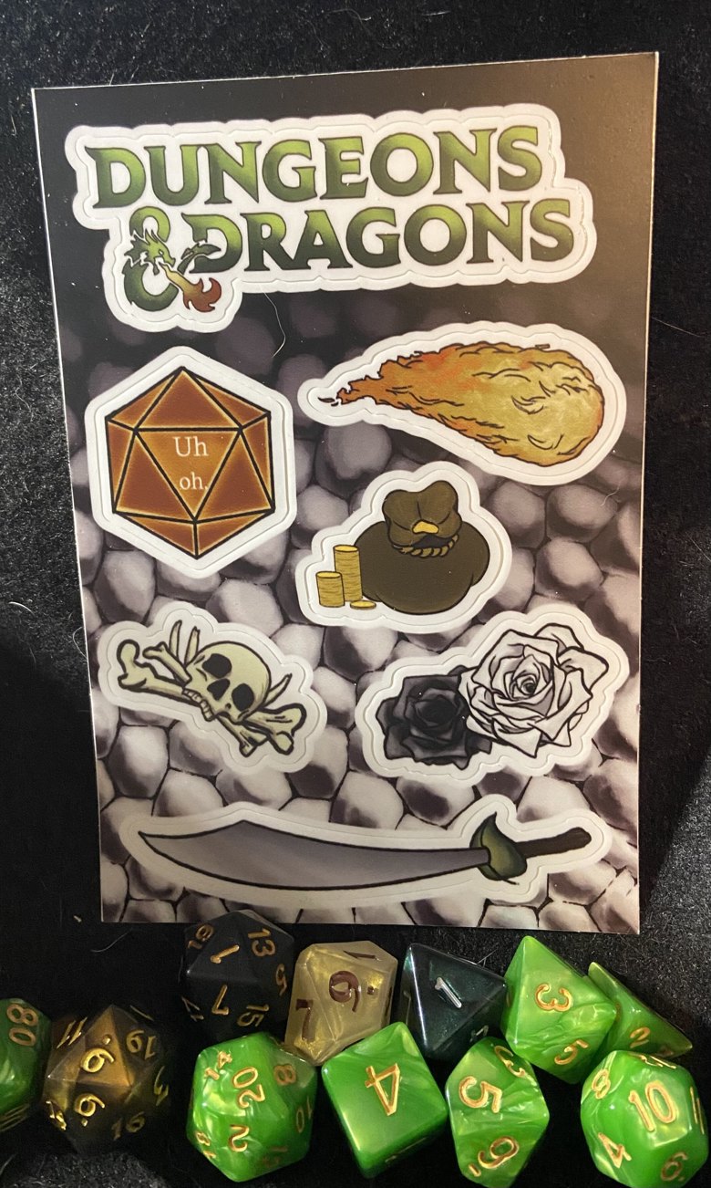 Dungeons and Dragons Sticker Sheet - Kaptain Kat Sparrow's Ko-fi Shop ...