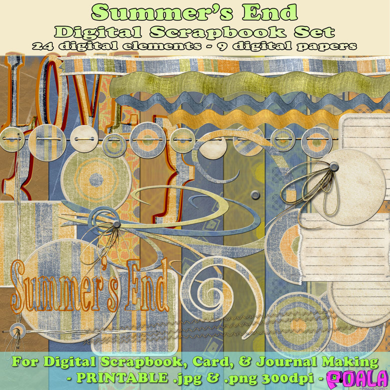 Summer's End Digital Scrapbook Kit - SnoBunni's Ko-fi Shop - Ko-fi