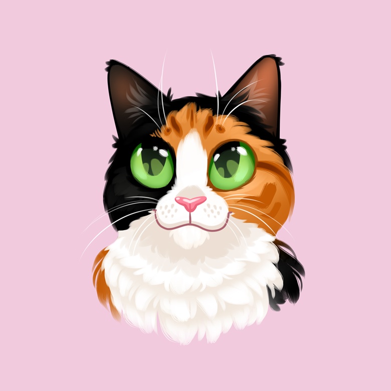 Cat portrait painting - view more Animals & Creatures artwork