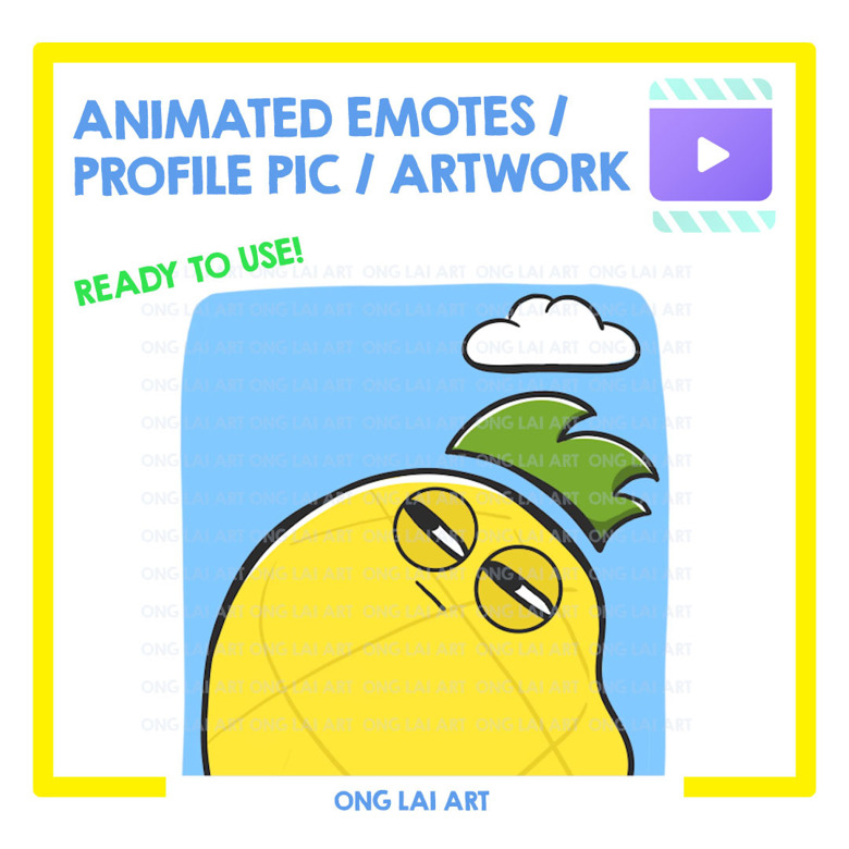 Hmm! Pensive Pineapple Animated Artwork / Animated Emote - Ong Lai Art ...