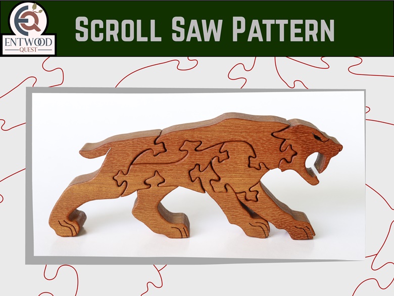 Sabretooth Tiger puzzle pattern - Entwoodquest's Ko-fi Shop - Ko-fi ️ ...