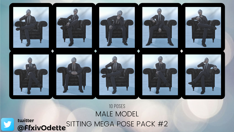 Model: Male Sitting Poses (20) - FfxivOdette's Ko-fi Shop - Ko-fi ️ ...