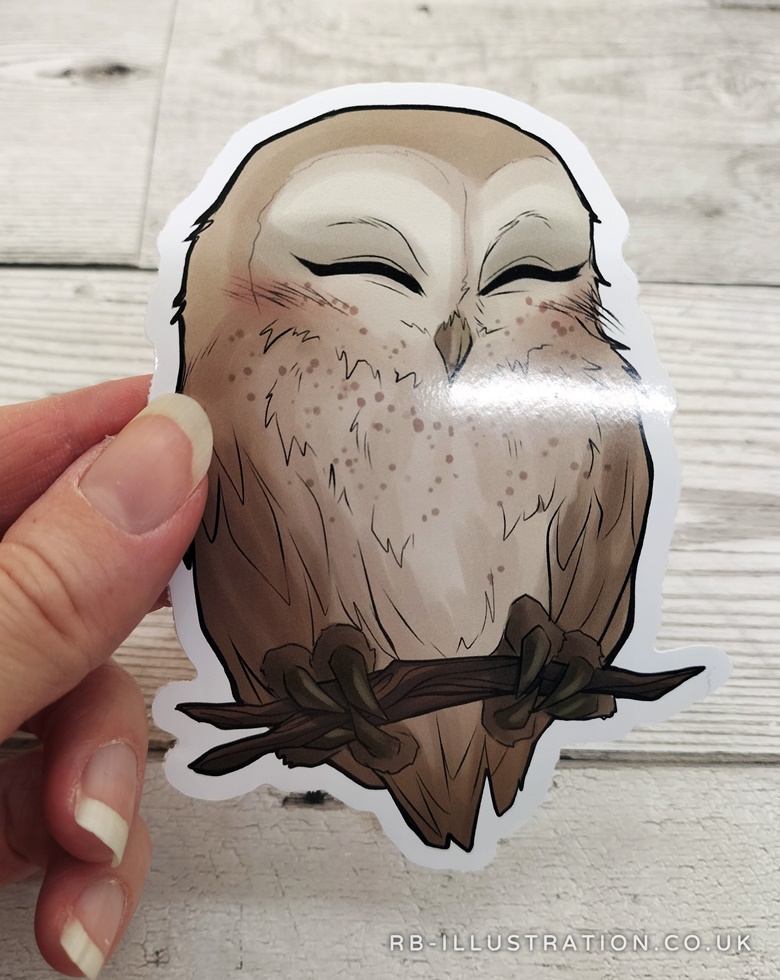 Sleeping Barn Owl - Glossy Vinyl Sticker - Bex Read's Ko-fi Shop - Ko ...