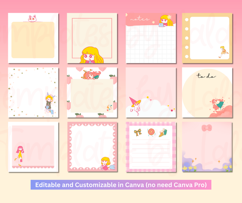 Cute Notepads Template | Kawaii Notepad | Notepad Template | Editable ...