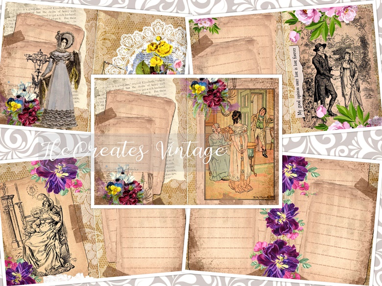 Jane Austen Gift Set / Jane Austen Junk Journal / Vintage Jane