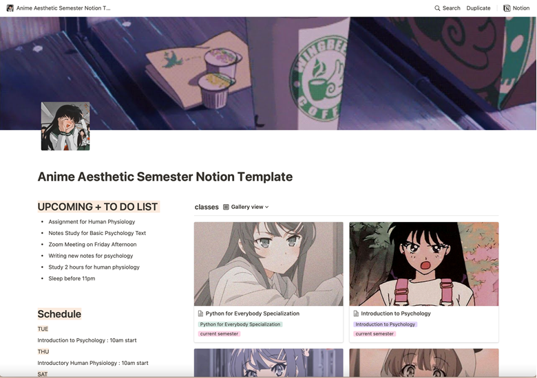 ANIME AESTHETIC SEMESTER NOTION TEMPLATE JessLing s Ko fi Shop Ko