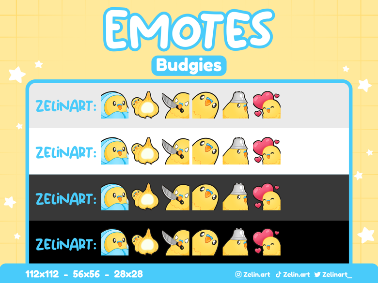 Yellow Budgie | Emote Bundle for Twitch, Discord and YouTube - ZelinArt ...