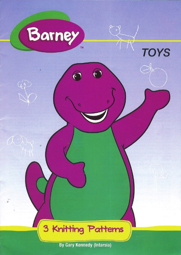 3 Vintage Barney Toy Knitting Patterns by Gary Kennedy - Merlin 's