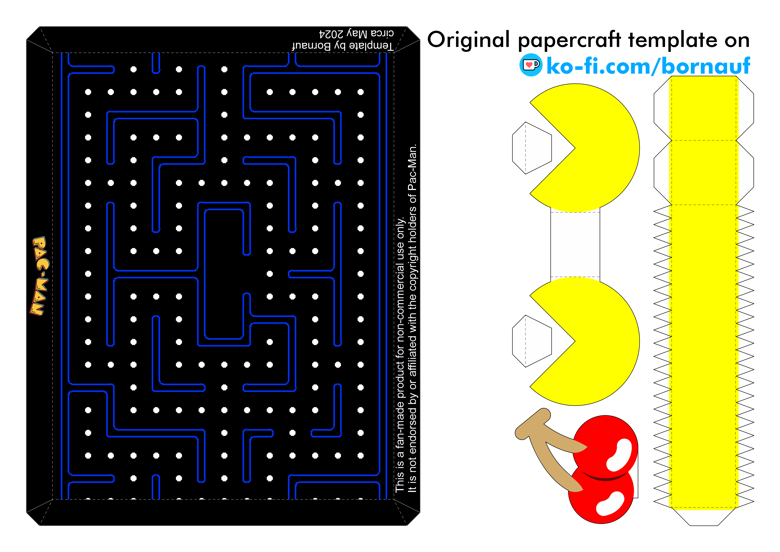 Pac-Man - Game Papercraft template - Bornauf's Ko-fi Shop - Ko-fi ️ ...