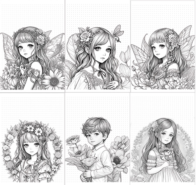 Cute Kids to coloring Fantasy Anime Coloring Page - CLIPART PNG ...