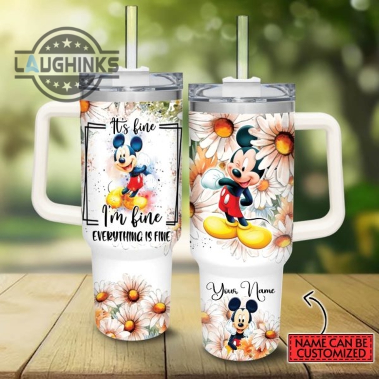 Mickey Mouse Tumbler 40 Oz Mickey Mouse Castle Glitter Pattern 40Oz  Stainless Steel Stanley Tumbler With Handle And Straw Lid Disney Cups NEW -  Laughinks