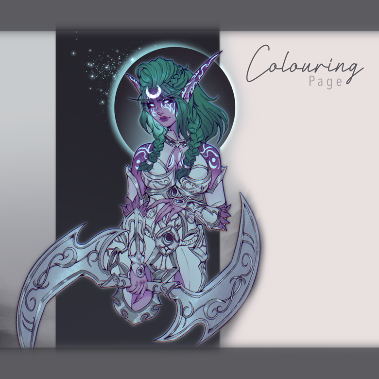 Colouring Page - Tyrande - Thirea's Ko-fi Shop - Ko-fi ❤️ Where creators  get support from fans through donations, memberships, shop sales and more!  The original 'Buy Me a Coffee' Page.