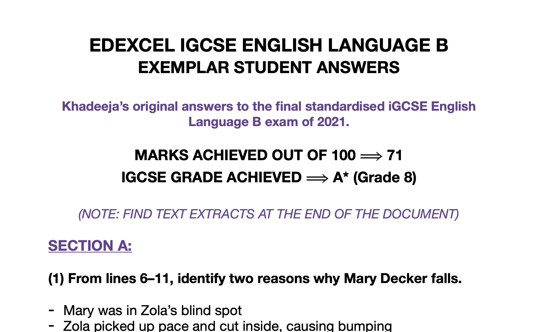 English Language B IGCSE Exemplar Answers - Khadeeja Yasser's Ko-fi ...