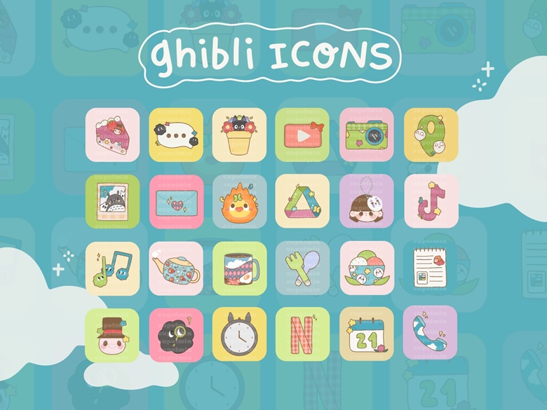 Ghibli Inspired Icon Set for iOS and Android (with wallpapers and widgets)  - cupofmin's Ko-fi Shop - Ko-fi ❤️ Where creators get support from fans  through donations, memberships, shop sales and more!
