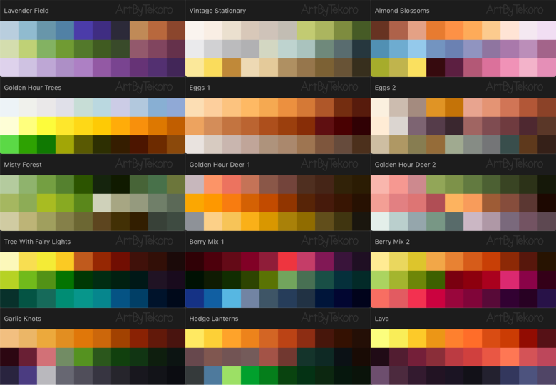 Color Palettes Set 2 - For Art and Digital Notes - Tekoro's Ko-fi Shop ...