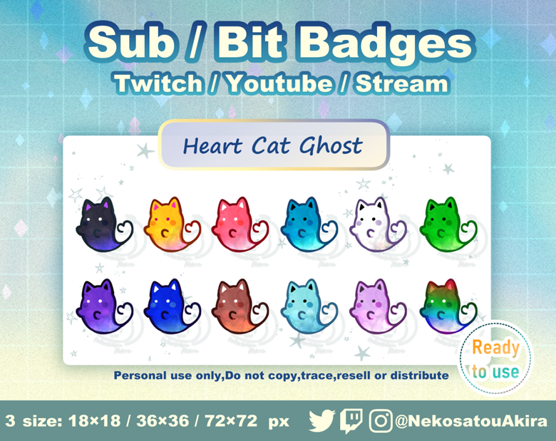 Crystal Cat Sub Badges | Twitch Sub Badges