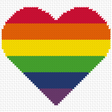 Cross stitch kit - Rainbow hearts cross stitch kit - kids cross stitch - beginners  cross stitch - LGBTQ - valentines - paper free version