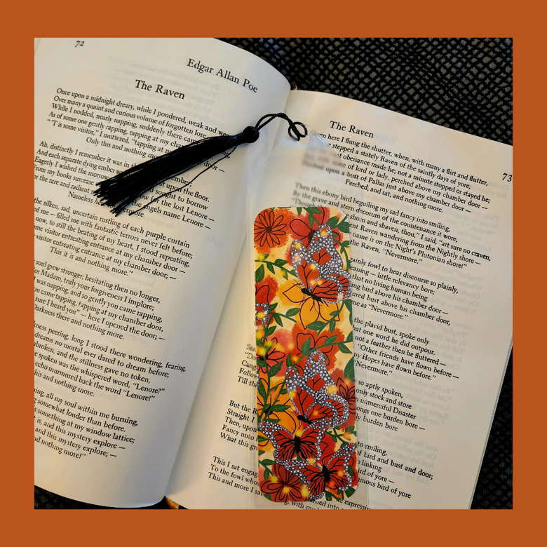 Cute 2x6 Cardstock Bookmark with PVC Sleeve and Autumn Flowers and ...