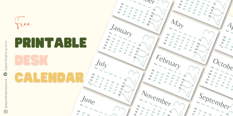 FREE printable desk calendar 8.5inx6in - Digital Delights by Anne's Ko ...