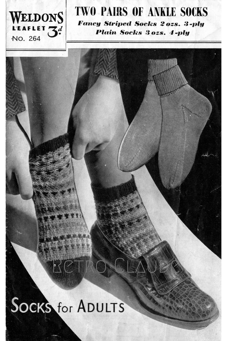 1940s Ankle Socks from Oddments 4ply 3ply Vintage Knitting Pattern PDF ...