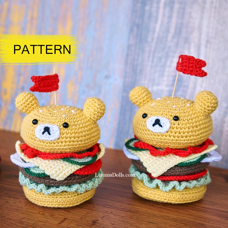 PDF file, Crochet Pattern Rilakkuma Cheeseburger, Amigurumi pattern ...