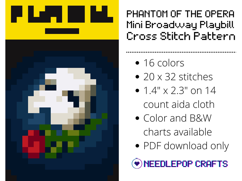 Phantom of the Opera Songs Broadway PDF Cross Stitch 