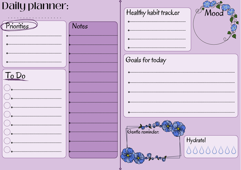 Week Day Planner Free Printable