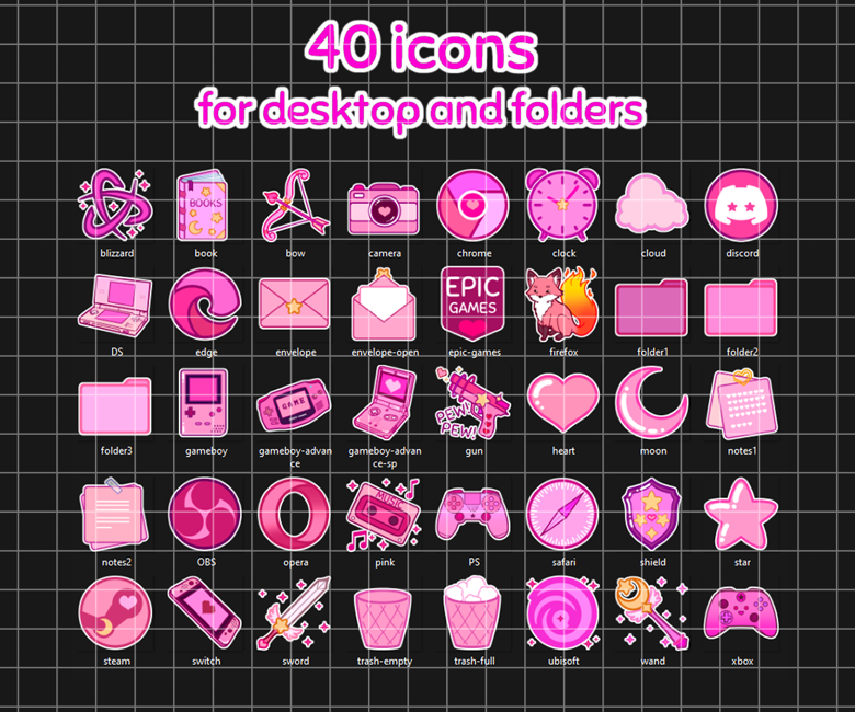 Gamer Wallpaper And Icon Pack - Pink - Glitchienixie's Ko-fi Shop - Ko 