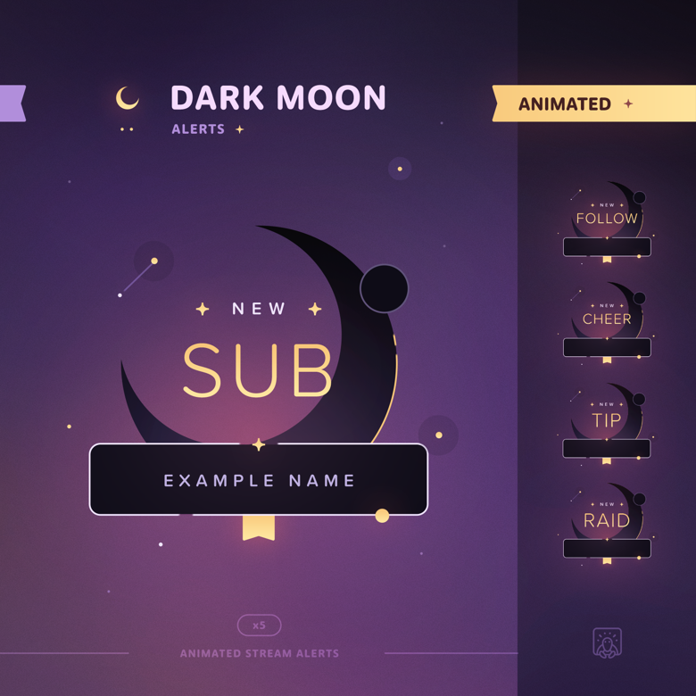 Dark Moon: Animated Stream Alerts - Melonturtle's Ko-fi Shop - Ko-fi ️ ...