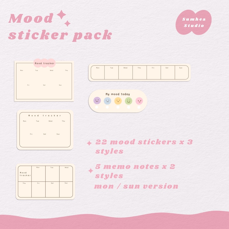 Mood sticker pack - digital stickers