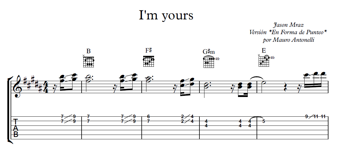 I M Yours Partitura Tabs Acompa Amiento Mauro Antonelli S Ko Fi Shop Ko Fi Where