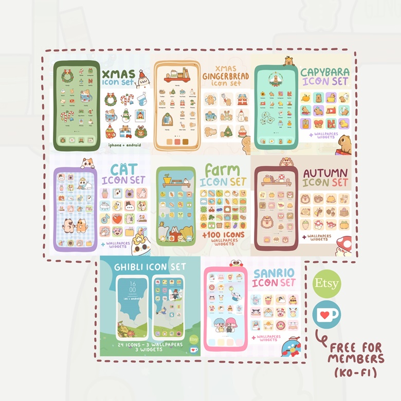 100 Cute Kawaii Cat Ios Icons Pack iPhone Theme App 