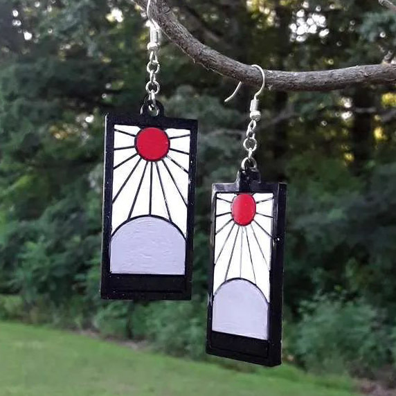 Demon Slayer Tanjiro Kamado Earrings Hanafuda Earrings Tanjiro Cosplay  Anime Earrings For men and women