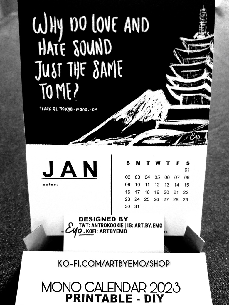 Mono calendar 2023 printable diy stand template free digital print