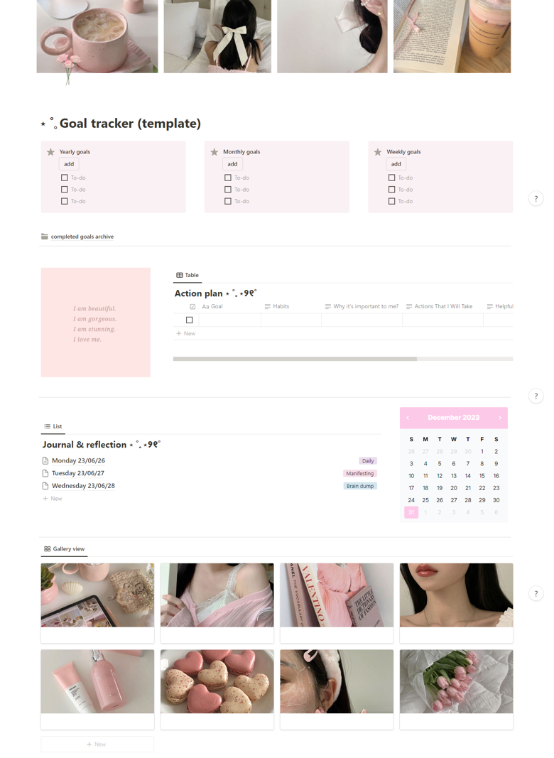 Pink Goal Tracker Template - Plannora Templates˚ ♡ ⋆｡˚'s Ko-fi Shop ...